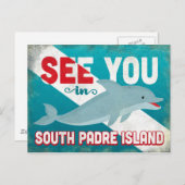 サウスパドレアイランドドルフィンレトロヴィンテージトラベル ポストカード (正面/裏面)