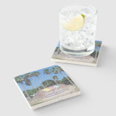 サウスパドレアイランド、ギフト、ビーチ、 ストーンコースター (横)