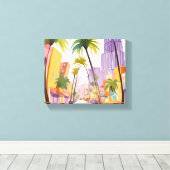 サウスビーチ夏 | マイアミ通りウォーターカラー キャンバスプリント (インサイチュ (ウッドフロア))