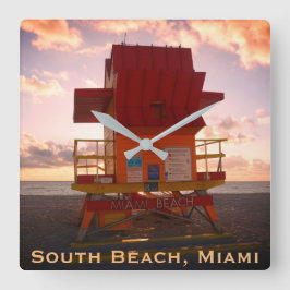 サウスビーチ、マイアミ救命救護スタンド(海救援) スクエア壁時計
