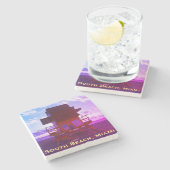 サウスビーチ、マイアミ救命救護スタンド(海救援) ストーンコースター (横)