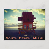 サウスビーチ、マイアミ救命救護スタンド(海救援) ポストカード (正面)