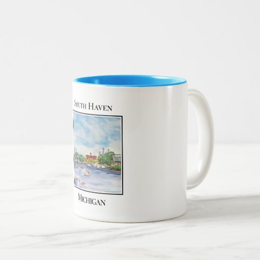 サウスヘブンミシガンポートインレット ツートーンマグカップ (正面右)