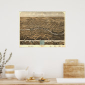 サウスベンドインディアナ1866アンティークパノラママップ ポスター (キッチン)