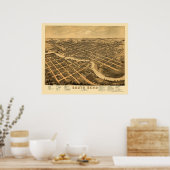 サウスベンド, INパノラママップ – 1874 ポスター (キッチン)