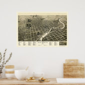 サウスベンド， INパノラママップ – 1890 ポスター (キッチン)