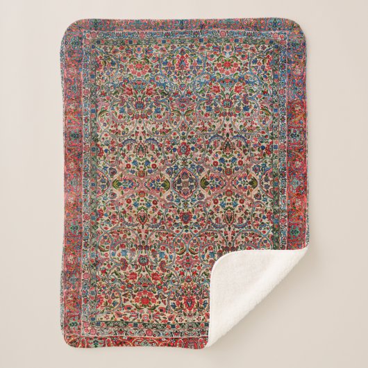 サウスペルシアレッドピンクブルー  シェルパブランケット (正面)