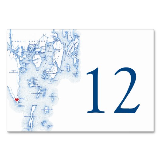 サウスポートブーズベイハーバーエレガントマップ結婚ネイビー テーブルナンバー (裏面)