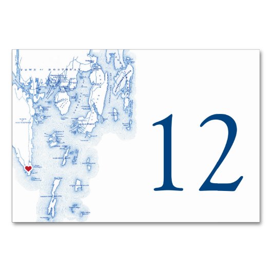 サウスポートブーズベイハーバーエレガントマップ結婚ネイビー テーブルナンバー (正面)