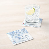 サウスポートブーズベイメイン結婚マップのカクテルアワー スクエアペーパーコースター (インサイチュ)