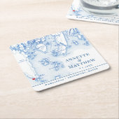 サウスポートブーズベイメイン結婚マップのカクテルアワー スクエアペーパーコースター (アングル)