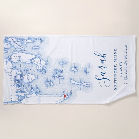 サウスポート メイン州 オーダーメイド ブライズゲットーウィークエンド ビーチタオル (正面)