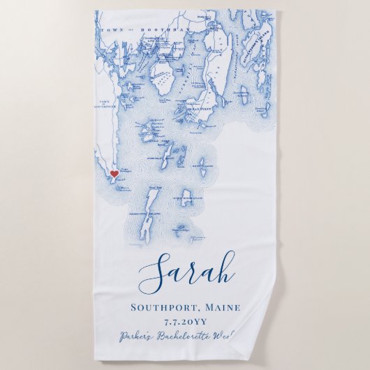 サウスポート メイン州 オーダーメイド ブライズゲットーウィークエンド ビーチタオル (正面)