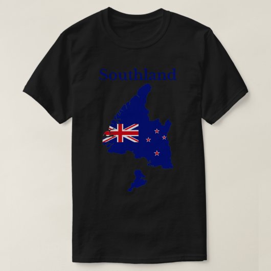サウスランド地域地図ニュージーランド Tシャツ (デザイン正面)