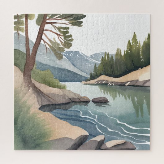サウスレイクタホ | 水彩風景画 ジグソーパズル (縦)