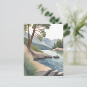 サウスレイクタホ | 水彩(横) ポストカード (スタンド正面)