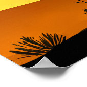 サウス砂漠の夕日とサボテン ポスター (角)