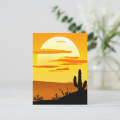 サウス砂漠の夕日とサボテン ポストカード (スタンド正面)