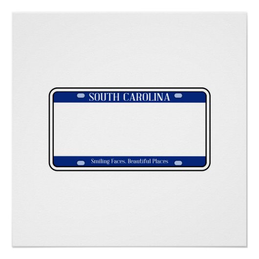 サウス空白のカロライナ州免許プレート ポスター (正面)