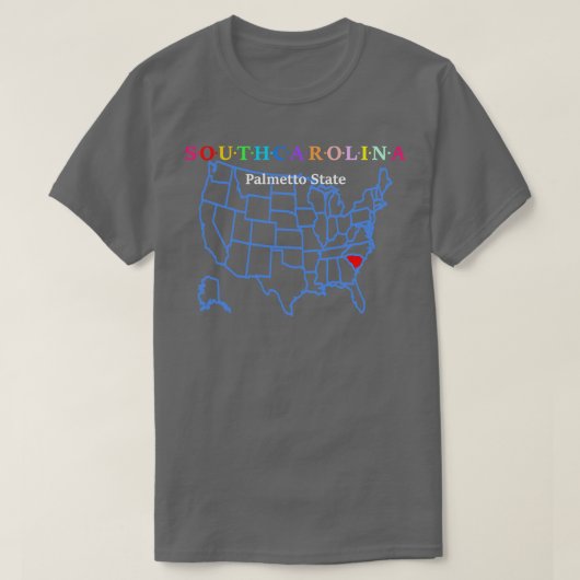 サウス・オリナUSAパルメット州と地図 Tシャツ (デザイン正面)