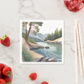 サウス+レイク+タホ | 水彩の風景 スタンダードカクテルナプキン (インサイチュ)