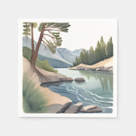 サウス+レイク+タホ | 水彩の風景 スタンダードカクテルナプキン