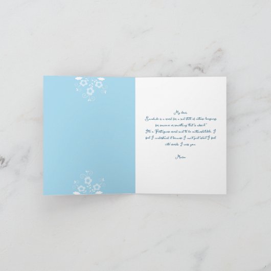 サウダージェとは、ポルトガル語で「あなたが恋しい」という意味です。 カード (内部)