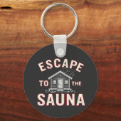 サウナスパデーおもしろいサウナ愛好家へ脱出 キーホルダー (正面)
