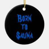 サウナ生まれフィンランドオーナメントへ（黒、丸） セラミックオーナメント (正面)