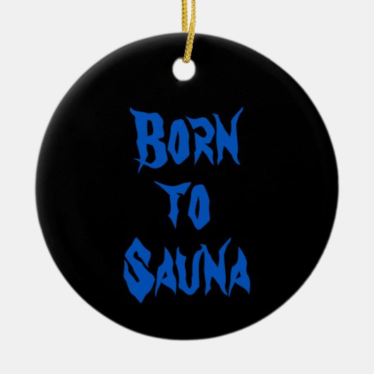 サウナ生まれフィンランドオーナメントへ(黒、丸) セラミックオーナメント (正面)