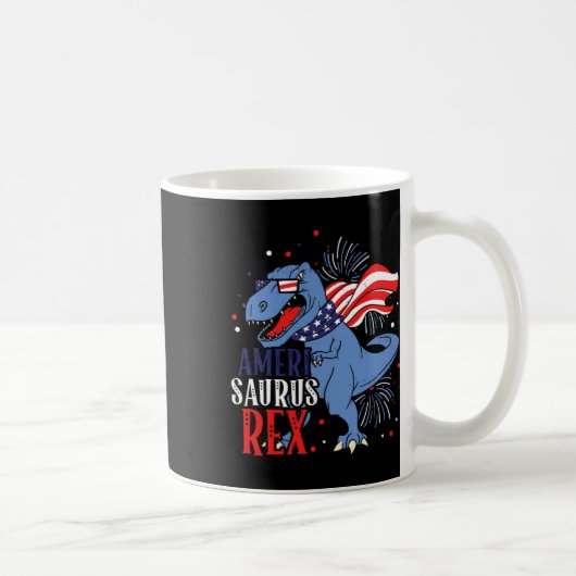 サウルスレックス7月4日の恐竜の独立記念日 コーヒーマグカップ (右)
