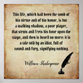 サウンドとフューリー – シェークスピア引用文プリント ポスター (正面)