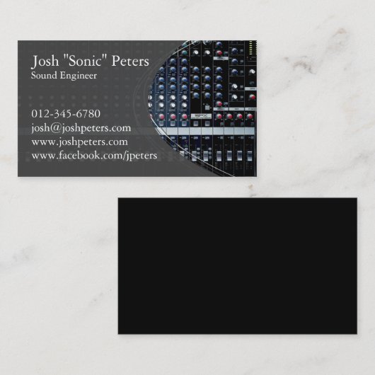 サウンドのミキシングコンソールグレーの名刺 名刺 (正面/裏面)