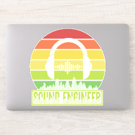サウンドエンジニアのレトロなサンセットヘッドフォンレベル シール