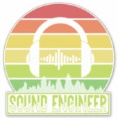 サウンドエンジニアのレトロなサンセットヘッドフォンレベル シール (正面)