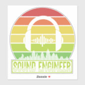 サウンドエンジニアのレトロなサンセットヘッドフォンレベル シール (シート)