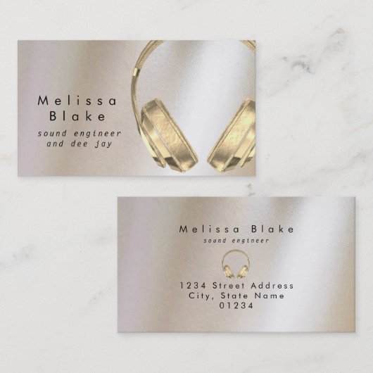 サウンドエンジニアディーフェイクケイ金属効果 名刺 (正面/裏面)
