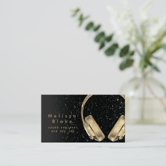 サウンドエンジニアディーフェイクジェイ黒グリッター 名刺 (スタンド正面)