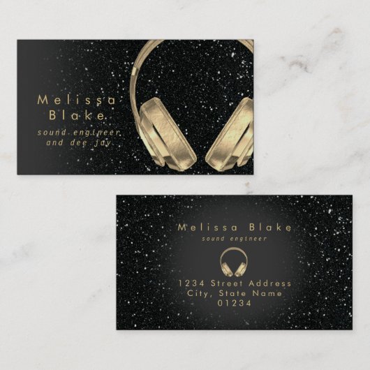サウンドエンジニアディーフェイクジェイ黒グリッター 名刺 (正面/裏面)