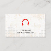 サウンドエンジニアヘッドフォンミキサーレベルグランジ 名刺 (裏面)