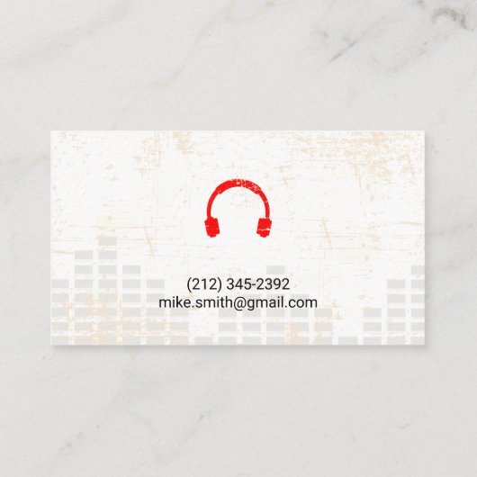 サウンドエンジニアヘッドフォンミキサーレベルグランジ 名刺 (裏面)