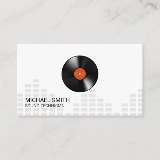 サウンドエンジニアヘッドフォンミキサーレベルビニール 名刺 (正面)