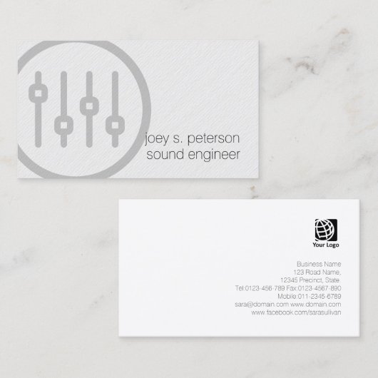 サウンドエンジニアボリュームはっきりしたスライダアイコン音楽 名刺 (正面/裏面)