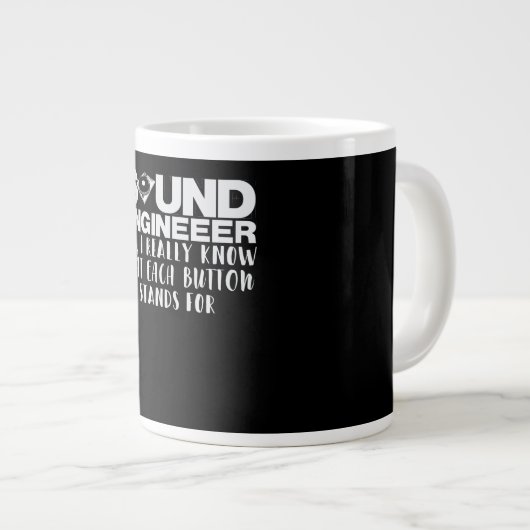 サウンドエンジニアミキサージョークターンテーブルオーディオフィル ジャンボコーヒーマグカップ (正面右)