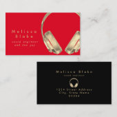 サウンドエンジニアdee赤フェイク金ゴールド 名刺 (正面/裏面)