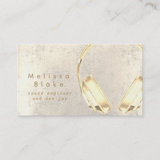サウンドエンジニアdee jayフェイク金ゴールドヘッドフォン 名刺 (正面)