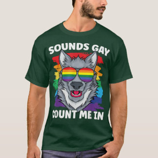 サウンドゲイプライドウルフレインボーフラッグLGBTコミュニティ Tシャツ