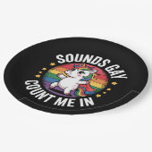 サウンドゲイユニコーンレインボーLGBTQプライドで私をカウント ペーパープレート (アングル)