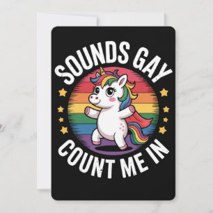 サウンドゲイユニコーンレインボーLGBTQプライドで私をカウント 招待状
