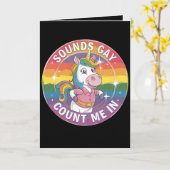 サウンドゲイユニコーン虹LGBTQで私をカウント カード (黄色い花)